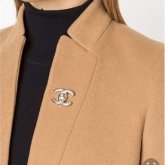CHANEL Accessories - Authentic Chanel Timeless Turnlock CC Silver Pin